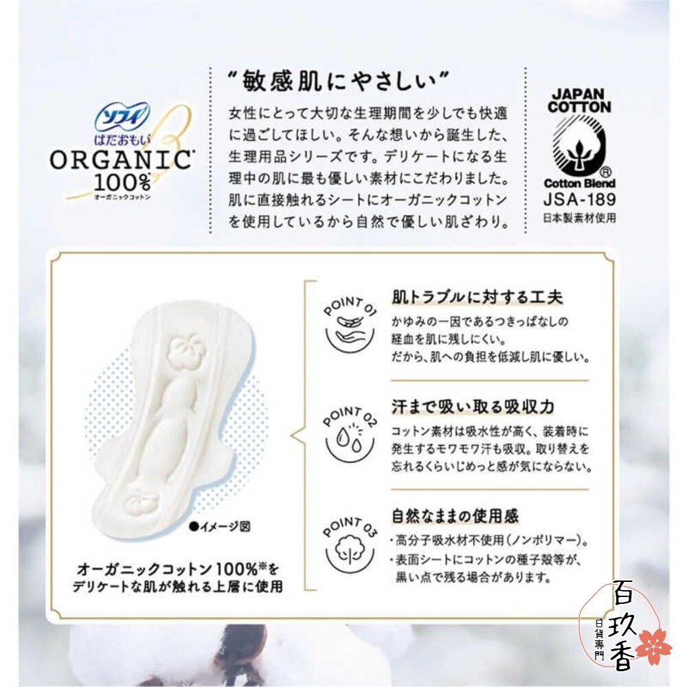 日本境內 蘇菲 100% 有機棉 敏感肌 棉柔 極薄 衛生棉 透氣 護墊 Unicharm-細節圖6