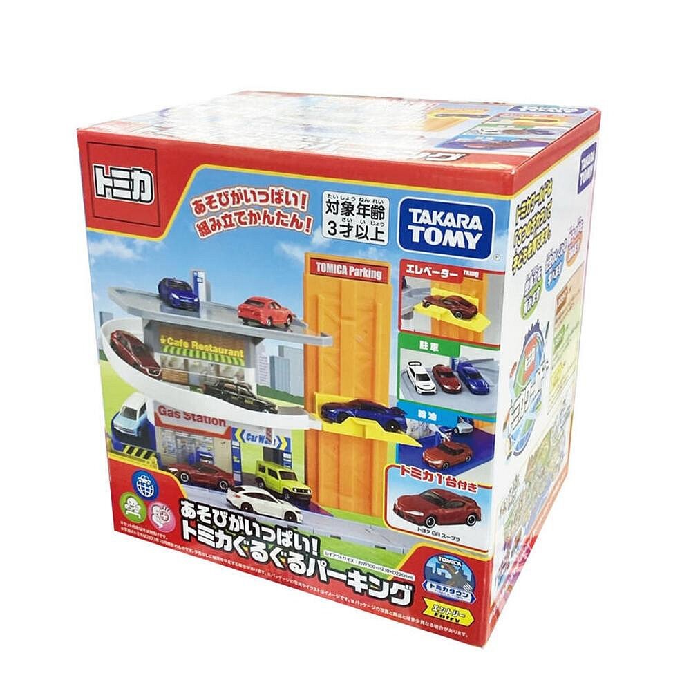 特價中 公司貨 Tomica 火車壽司郎迴轉組 旋轉停車塔 雙向山道組 可收納小汽車 多美小汽車-規格圖8