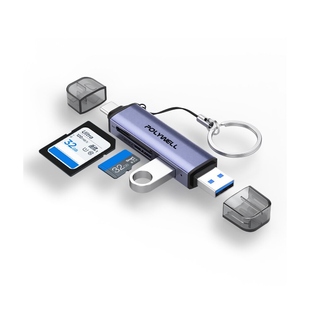 POLYWELL USB3.1 SD microSD 三合一 讀卡機 USB Type-C+A 雙介面 寶利威爾-規格圖11
