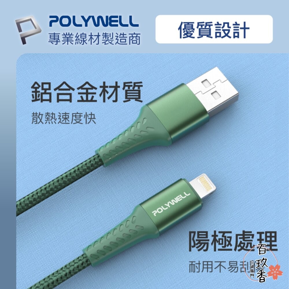 POLYWELL USB-A Lightning 編織 快充線 充電線 寶利威爾 20W 適用蘋果 iphone-細節圖6