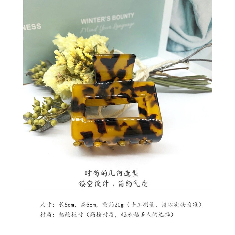 發票+台灣現貨天天寄【粉紅菲菲】韓版醋酸抓夾簡約鏤空小號髮夾少女髮抓復古玳瑁色馬尾髮夾鯊魚夾（A001）38-0232-細節圖7