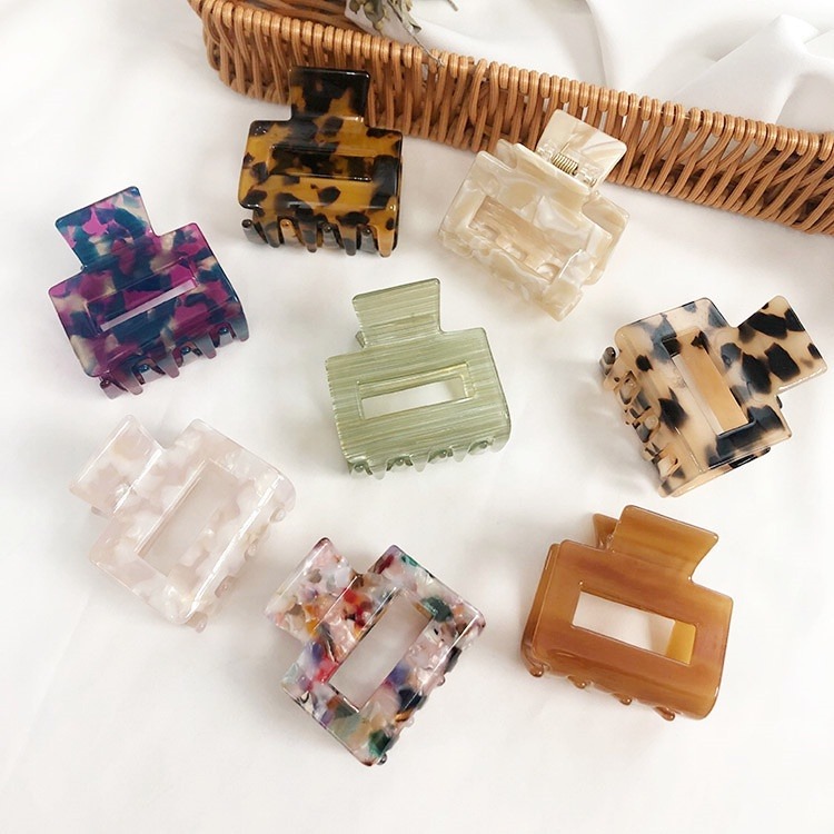 發票+台灣現貨天天寄【粉紅菲菲】韓版醋酸抓夾簡約鏤空小號髮夾少女髮抓復古玳瑁色馬尾髮夾鯊魚夾（A001）38-0232-細節圖8