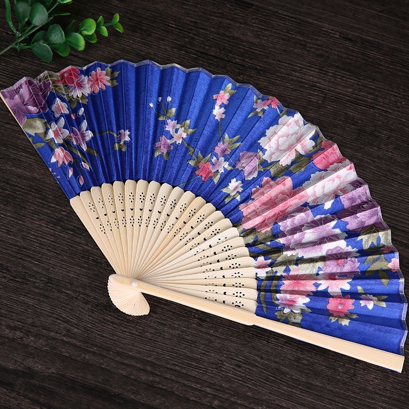 發票+台灣現貨天天寄【粉紅菲菲】竹骨中國風工藝品女扇復古綢布扇日式和風折扇 扇子（7425-62）35-0260-細節圖2