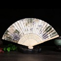 發票+台灣現貨天天寄【粉紅菲菲】竹骨中國風工藝品女扇復古綢布扇日式和風折扇 扇子（7425-62）35-0260-規格圖9