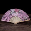 發票+台灣現貨天天寄【粉紅菲菲】竹骨中國風工藝品女扇復古綢布扇日式和風折扇 扇子（7425-62）35-0260-規格圖9
