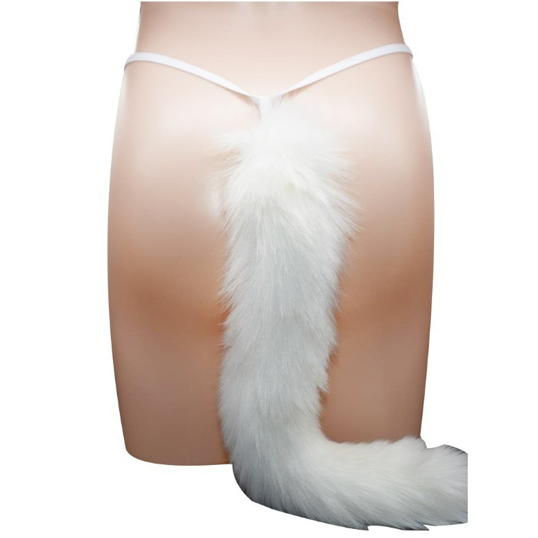 台灣現貨天天寄【粉紅菲菲】狐狸尾巴内褲 狗尾巴兔毛球尾巴 穿戴內褲 角色扮演 狐狸精 內褲 丁字褲 18-0013-細節圖2