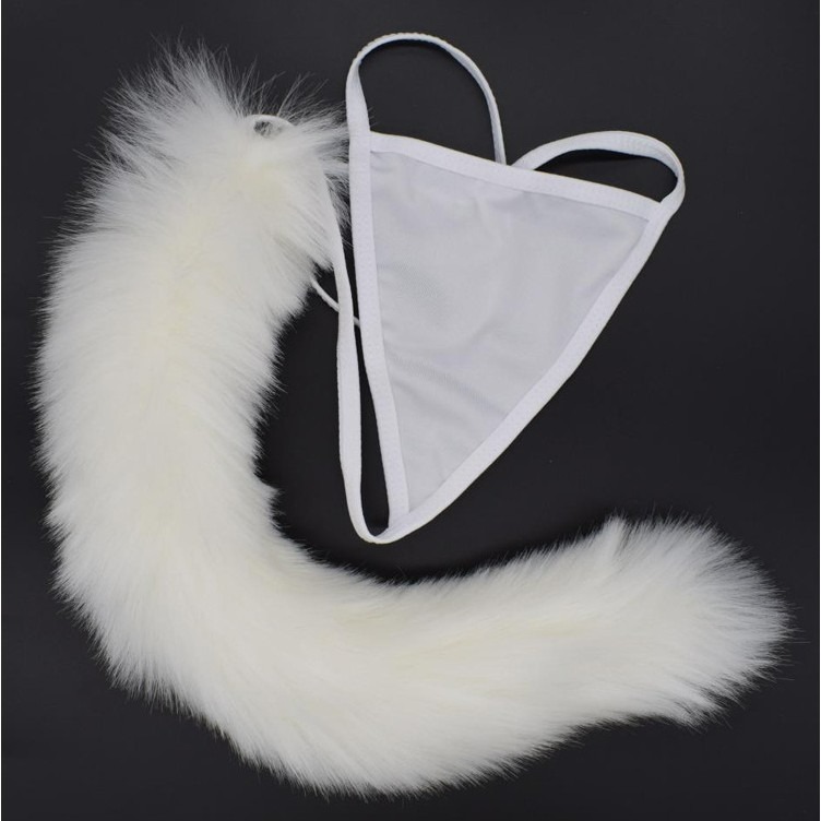 台灣現貨天天寄【粉紅菲菲】狐狸尾巴内褲 狗尾巴兔毛球尾巴 穿戴內褲 角色扮演 狐狸精 內褲 丁字褲 18-0013-細節圖4