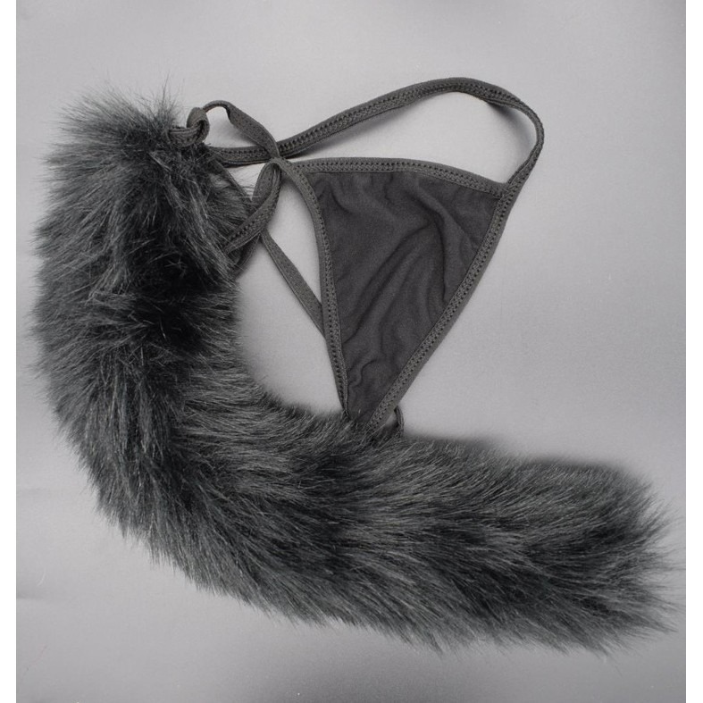 台灣現貨天天寄【粉紅菲菲】狐狸尾巴内褲 狗尾巴兔毛球尾巴 穿戴內褲 角色扮演 狐狸精 內褲 丁字褲 18-0013-細節圖5