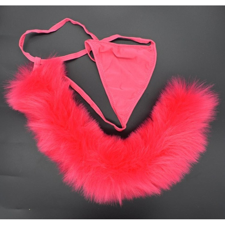 台灣現貨天天寄【粉紅菲菲】狐狸尾巴内褲 狗尾巴兔毛球尾巴 穿戴內褲 角色扮演 狐狸精 內褲 丁字褲 18-0013-細節圖7