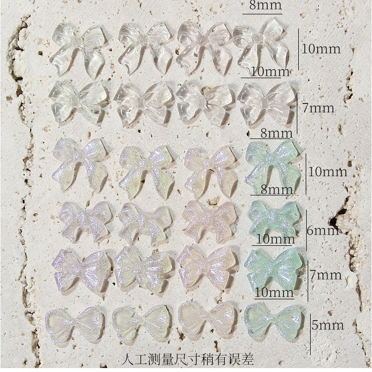 發票+台灣現貨天天寄【粉紅菲菲】日系美甲光變愛心冰透清新鑽飾品桃心裸色 蝴蝶結黑白指甲裝飾貼 16-1307、1406-細節圖8