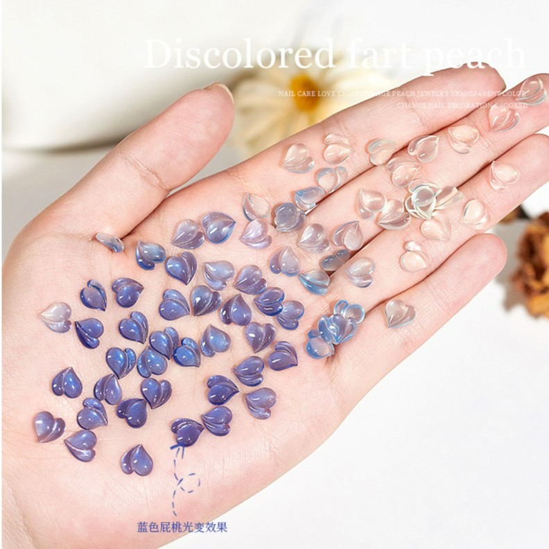 發票+台灣現貨天天寄【粉紅菲菲】日系美甲光變愛心冰透清新鑽飾品桃心裸色 蝴蝶結黑白指甲裝飾貼 16-1307、1406-細節圖9