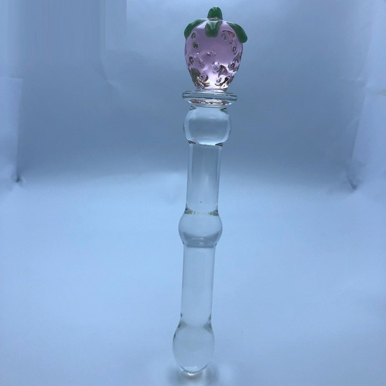 台灣現貨天天寄【粉紅菲菲】草莓 情趣器具 水晶陽具 透明玻璃自慰器具性趣用 草莓玻璃棒棒 11-0147-細節圖6