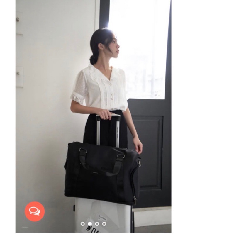 H&J 全新輕量尼龍旅行袋-黑色 贈盥洗包-細節圖2