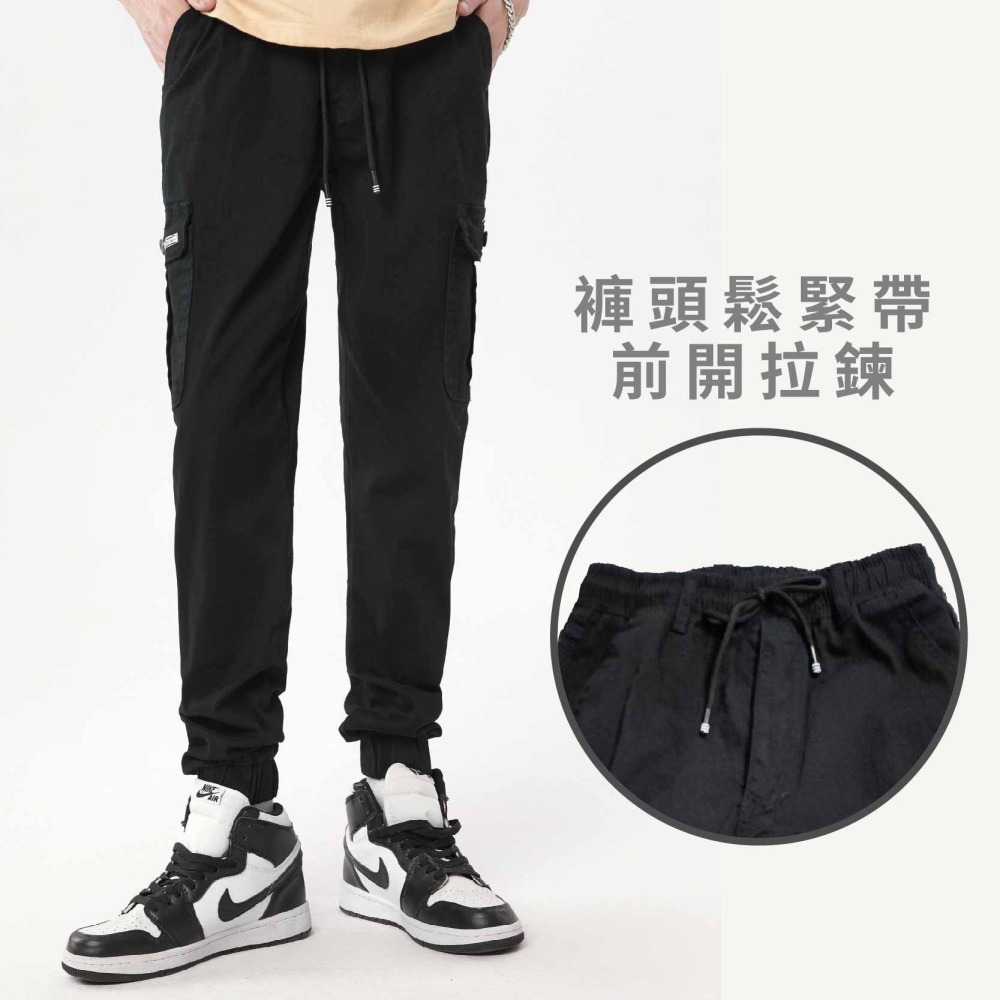 💖新款 98%高棉質韓系純黑彈力防刮縮口工裝褲/縮口潮流輕薄彈力工裝 筆插牛仔褲 工作褲【Soft One】-細節圖2