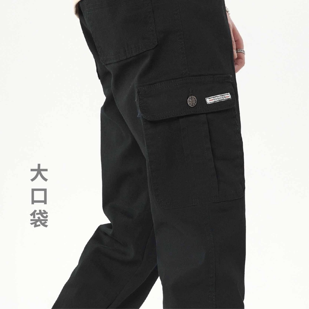 💖新款 98%高棉質韓系純黑彈力防刮縮口工裝褲/縮口潮流輕薄彈力工裝 筆插牛仔褲 工作褲【Soft One】-細節圖3