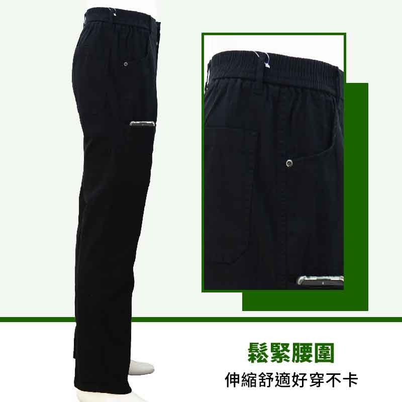 💖新款 98%高棉質鬆緊腰圍潮流工裝褲四季款-黑【Soft One】-細節圖2