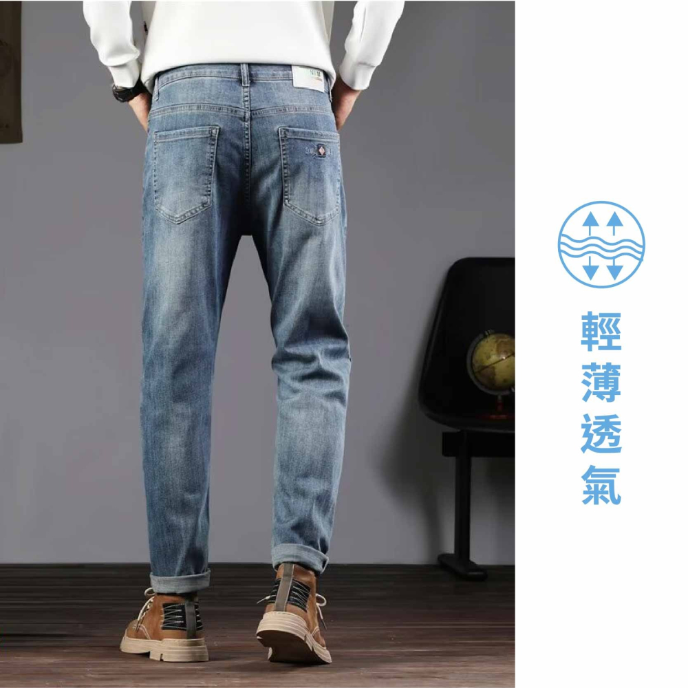 薄款舒適手感牛仔長褲錐形褲【Soft One】男裝流行服飾-細節圖3