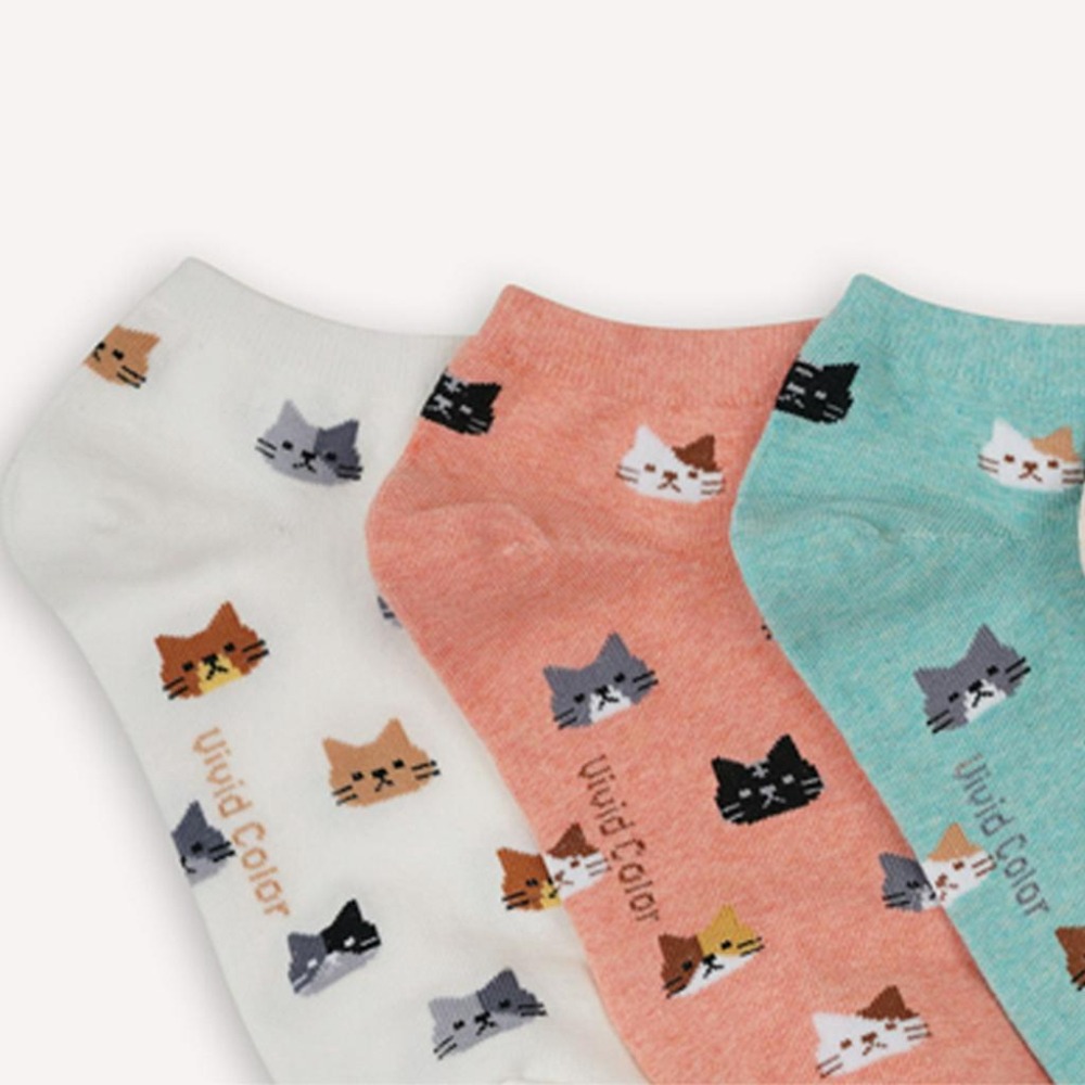 【可愛小貓短襪】韓國 貓咪 短襪 小貓 腳踝襪 可愛 百搭 女襪-細節圖2