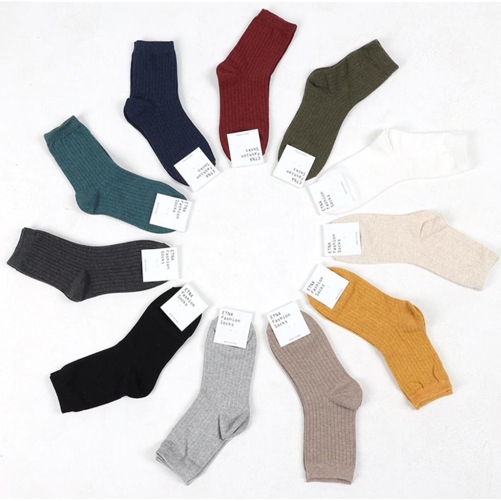 【素色直條長襪】韓國 素色 長襪 中筒襪 百搭 糖果色 奶油色 女襪 男襪 簡約-細節圖2