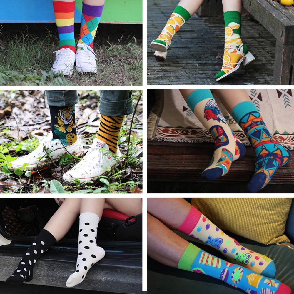 【大人款不對稱長襪1】長襪 不對稱 造型 動物 神秘 襪子 女襪 男襪 百搭 休閒 搞怪-細節圖2