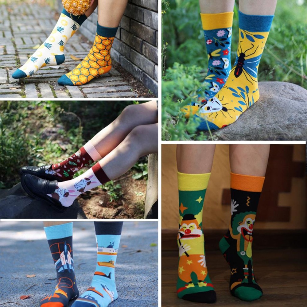 【大人款不對稱長襪1】長襪 不對稱 造型 動物 神秘 襪子 女襪 男襪 百搭 休閒 搞怪-細節圖3