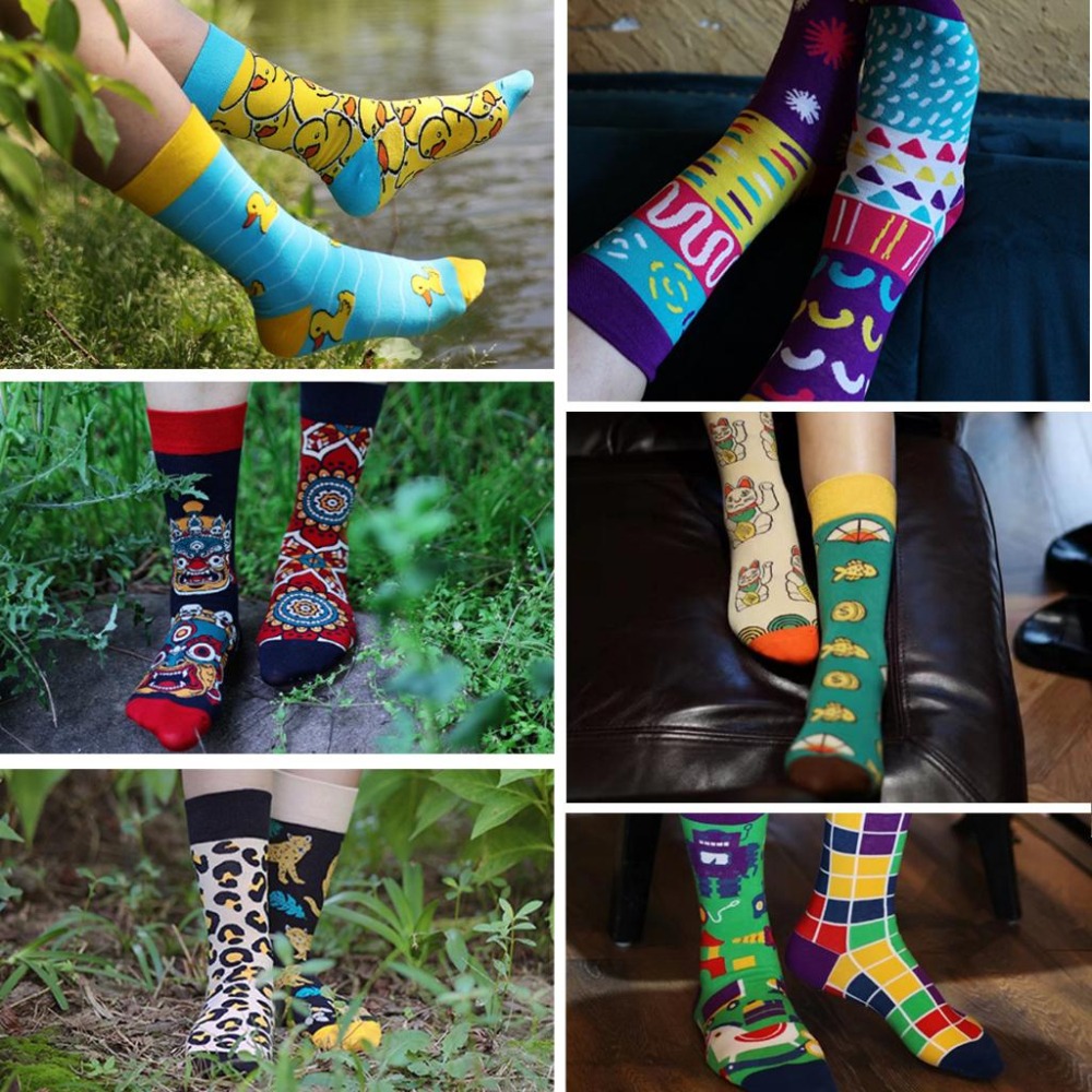 【大人款不對稱長襪1】長襪 不對稱 造型 動物 神秘 襪子 女襪 男襪 百搭 休閒 搞怪-細節圖4