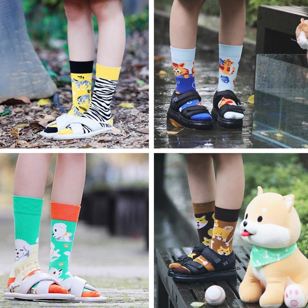 【大人款不對稱長襪1】長襪 不對稱 造型 動物 神秘 襪子 女襪 男襪 百搭 休閒 搞怪-細節圖5