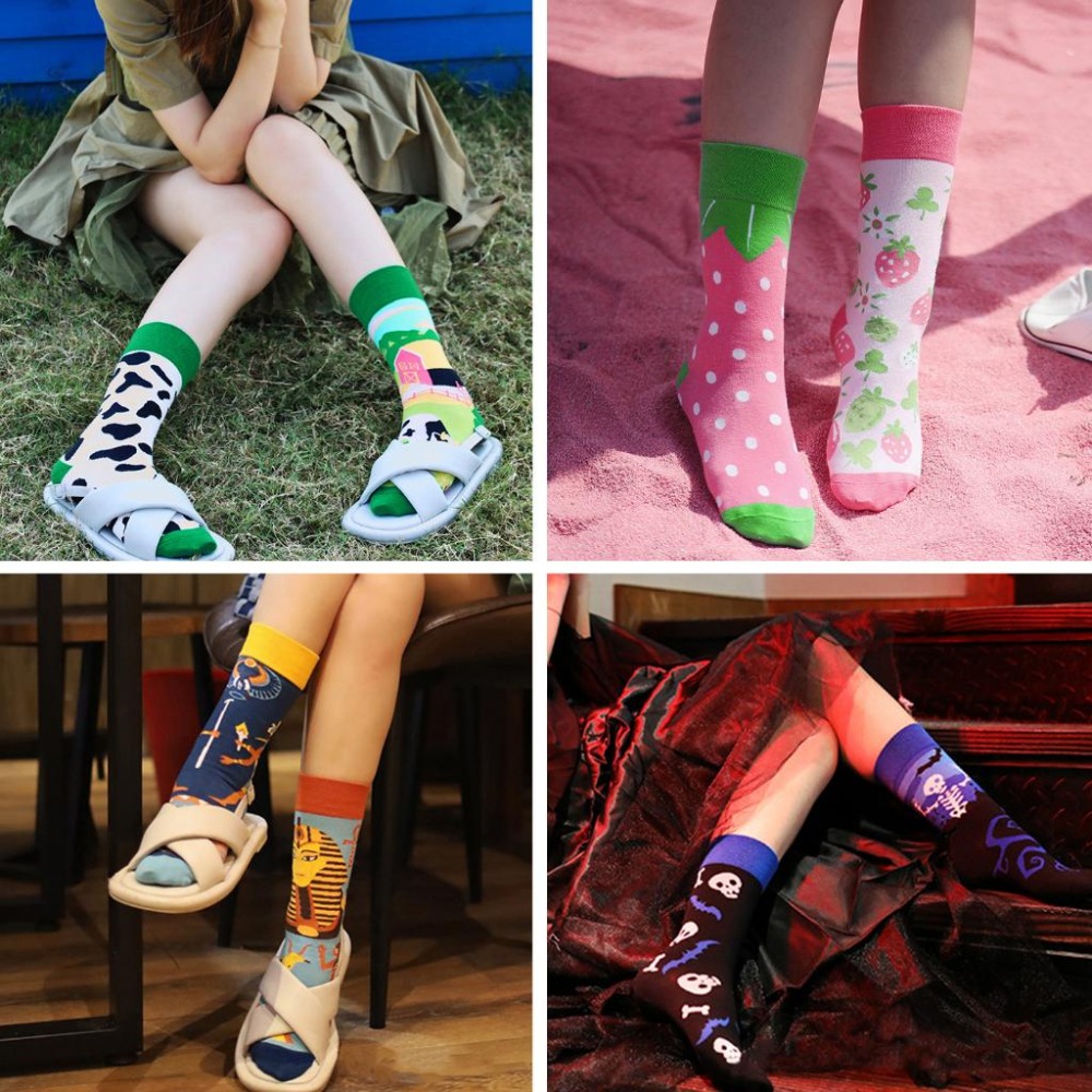 【大人款不對稱長襪1】長襪 不對稱 造型 動物 神秘 襪子 女襪 男襪 百搭 休閒 搞怪-細節圖6