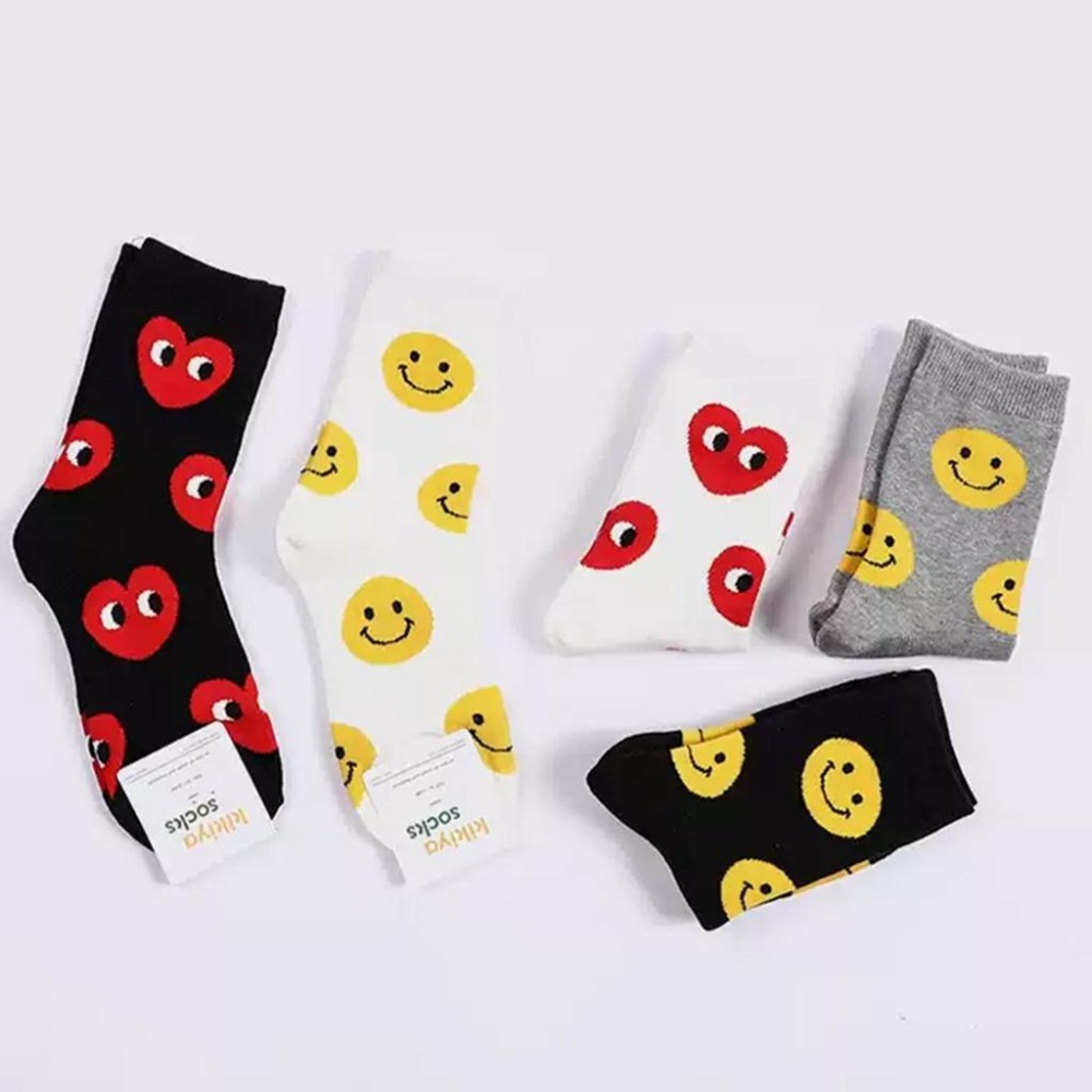【滿版長襪】正韓 韓國 長襪 愛心眼睛 笑臉 微笑 中筒襪 襪子 女襪 男襪 可愛 百搭 休閒-細節圖3