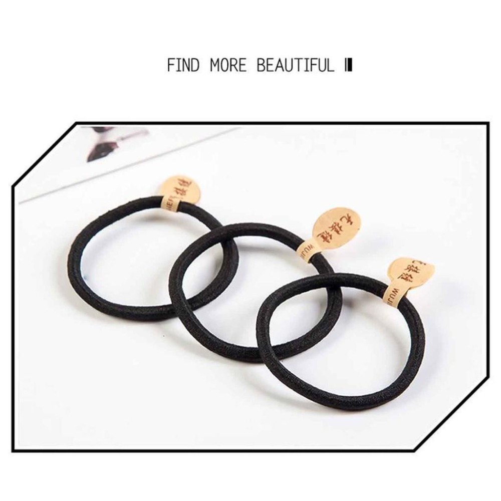 【黑色髮圈】無接縫 高彈力 髮圈 黑色 加粗 韓版 橡皮圈 紮馬尾 綁頭髮 髮飾-細節圖3