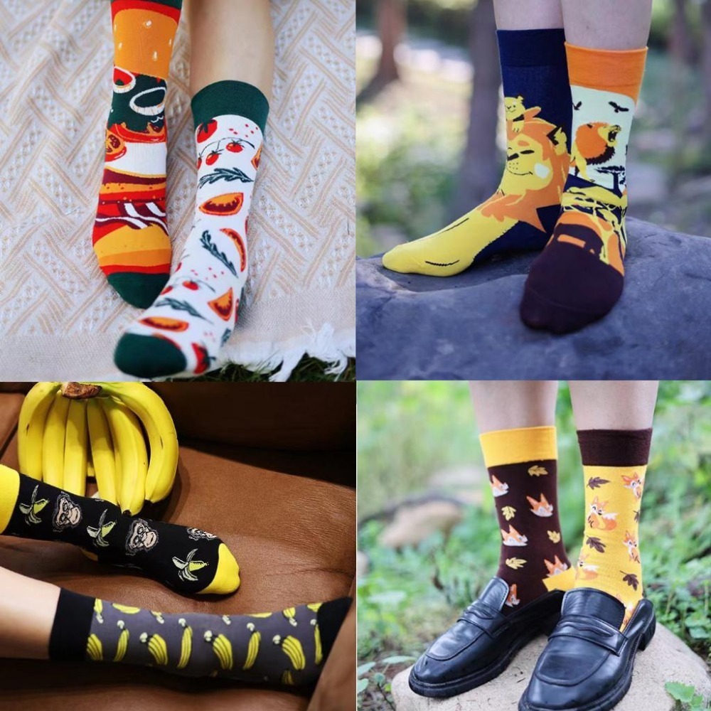 【大人款不對稱長襪2】長襪 不對稱 造型 動物 神秘 襪子 女襪 男襪 百搭 休閒 搞怪-細節圖3