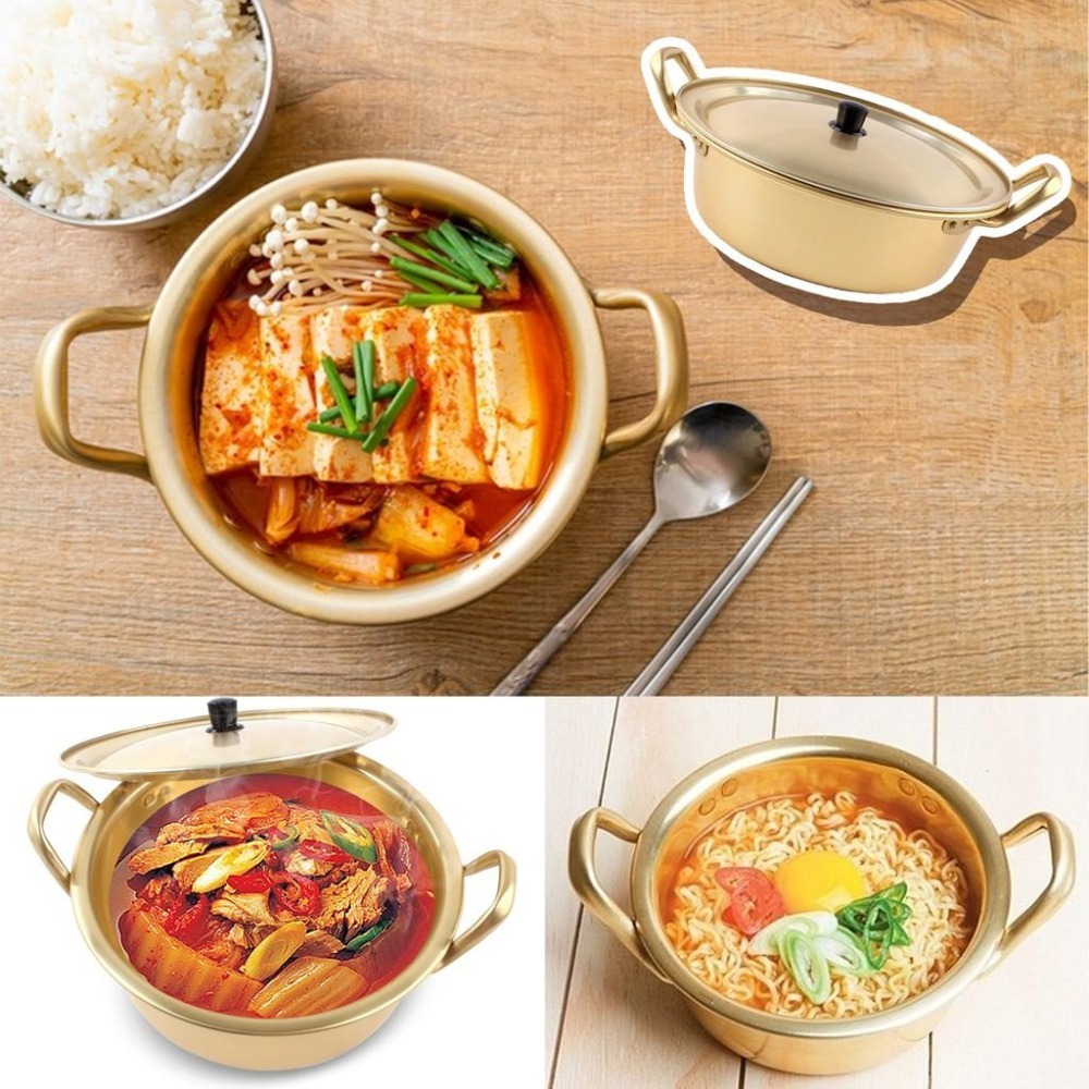韓國 泡麵鍋 16公分 18公分 加厚鋁製 韓國筷子 韓國湯匙 韓國不鏽鋼餐具 不鏽鋼餐具組-細節圖2