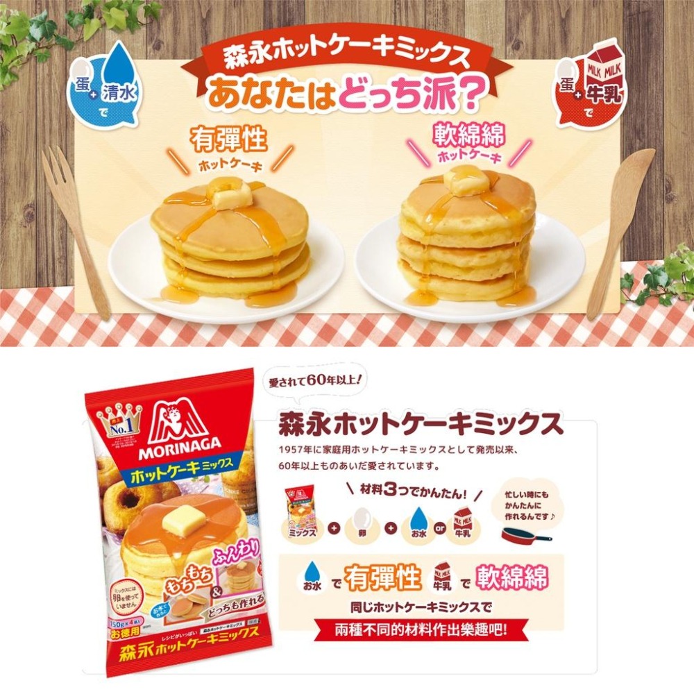 日本 日清 森永 鬆餅粉 蛋糕粉 極鬆餅粉 180gx3袋 150gx4袋-細節圖2