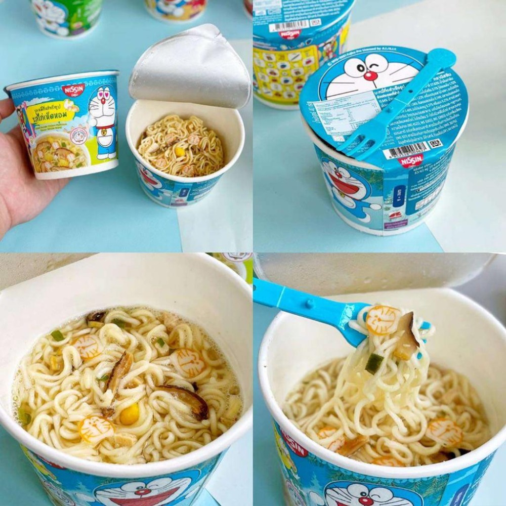 日清 小叮噹 哆啦A夢杯麵 泡麵 杯麵 碗麵 方便麵 沖泡 海鮮 香菇雞肉 雞肉玉米 燒烤雞肉 海苔 40g-細節圖2