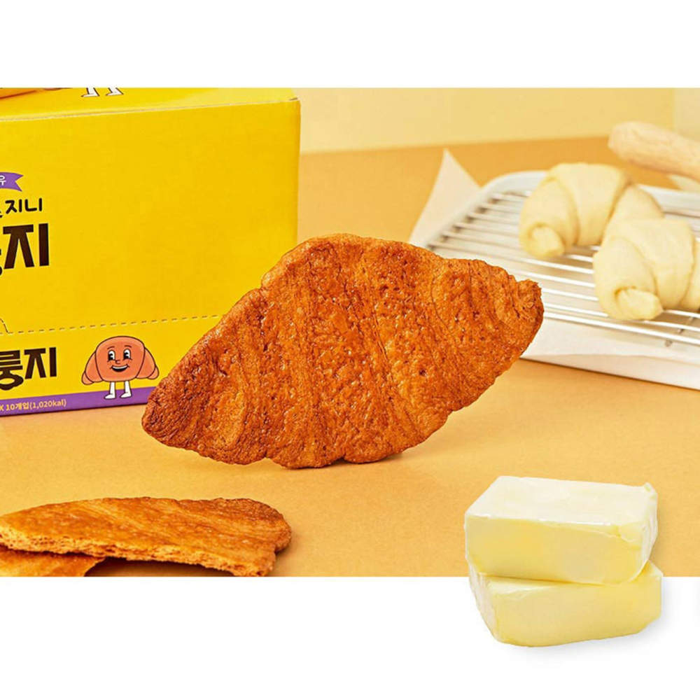 韓國 GINI F&S 香甜酥脆 扁可頌 牛角麵包 可頌 牛角 餅乾 20g-細節圖2