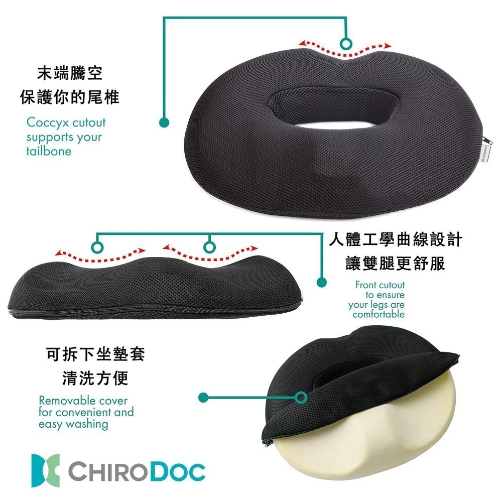 【屁股救星】ChiroDoc 3D中空記憶棉坐墊｜人體工學懸空設計 孕產期釋壓 甜甜圈坐墊 居家休養久坐族必備-細節圖9