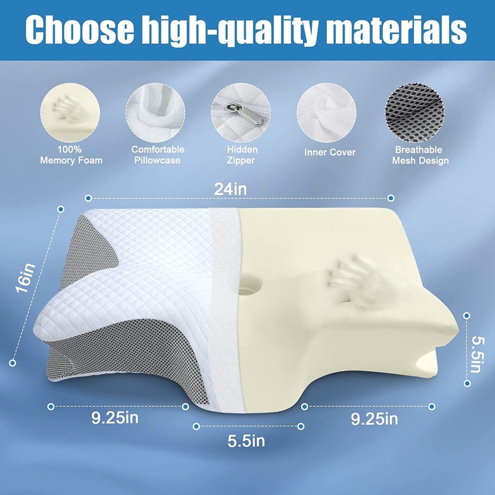 【ChiroDoc記憶枕】蝶型枕 蝴蝶型睡眠記憶枕 慢回彈舒適 牛角枕芯 記憶棉枕 枕頭-細節圖5