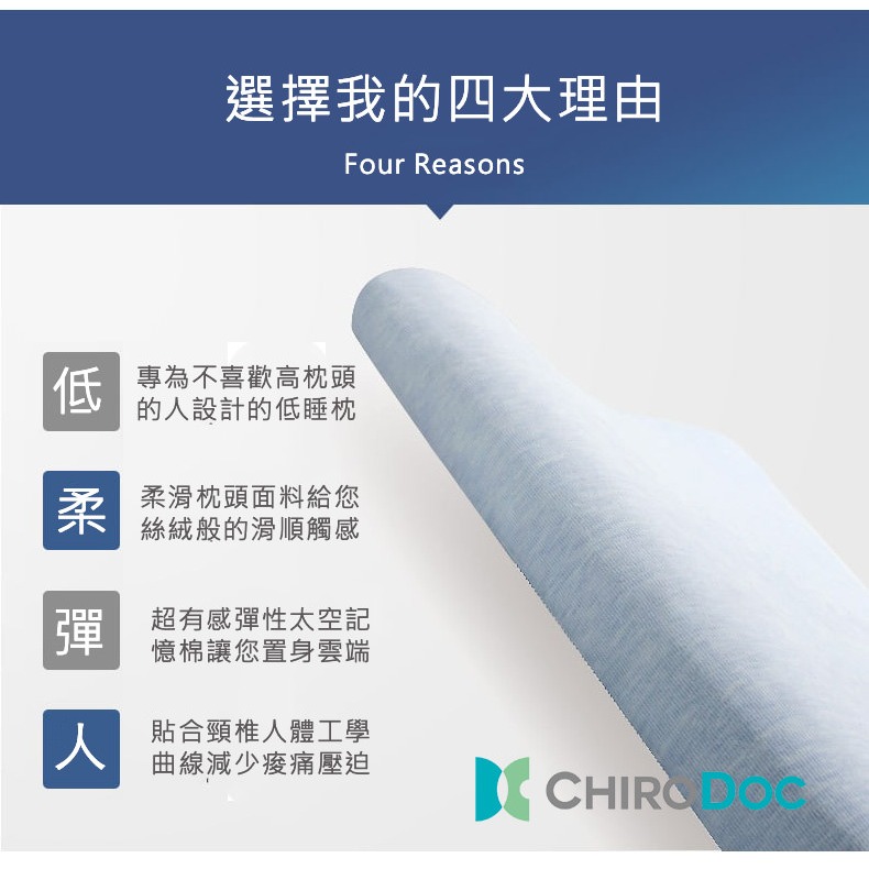 【㊣原廠正品】ChiroDoc 凱洛達記憶棉低睡枕 -記憶棉枕  記憶枕 枕頭 人體工學枕 防瞞抗菌 低枕 薄枕舒壓枕-細節圖2