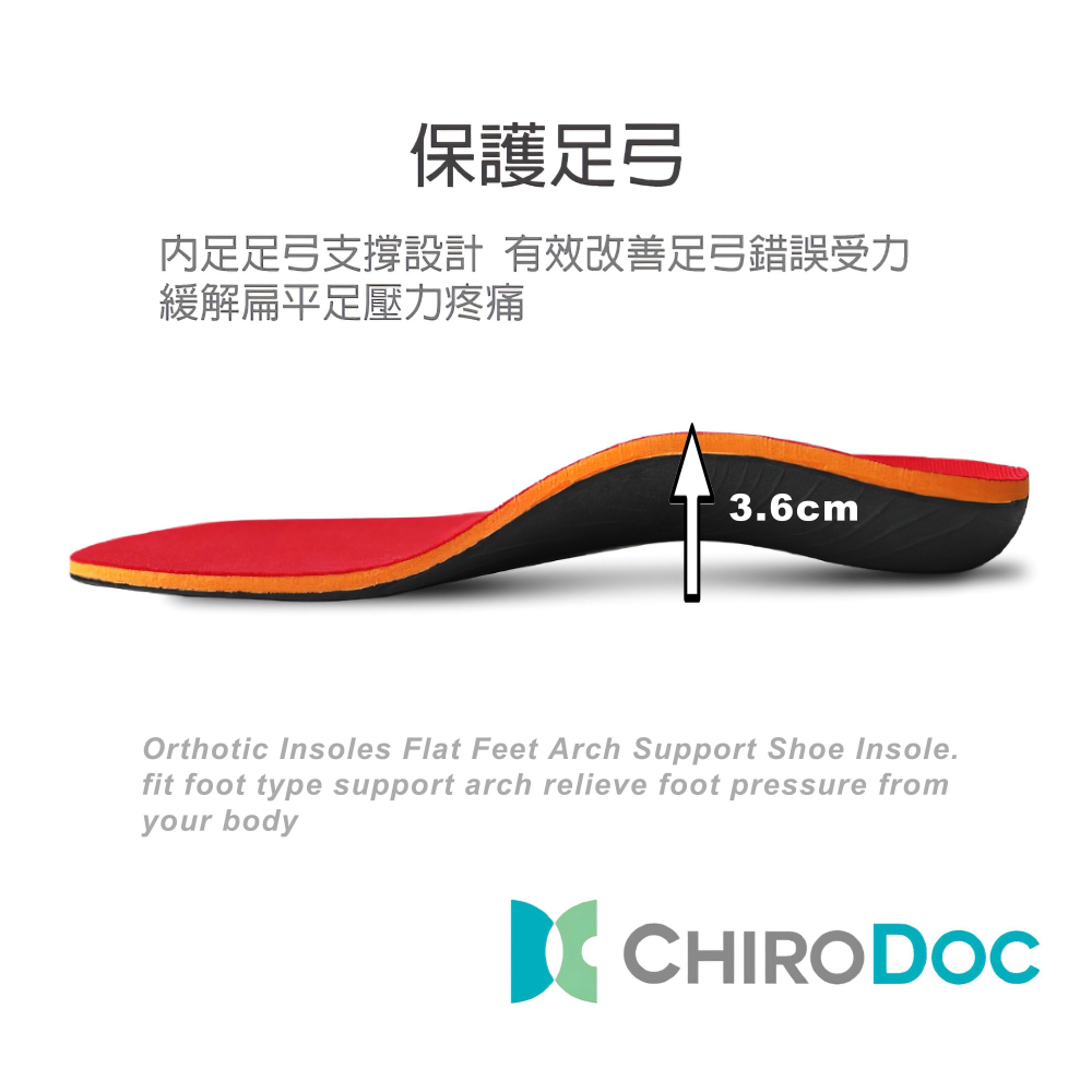 【原廠正品】ChiroDoc扁平足矯正鞋墊 - 足弓鞋墊 機能鞋墊 核心足弓機能鞋墊 按摩鞋墊  矯正鞋墊 足底筋膜炎-細節圖5