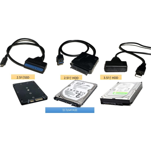 硬碟轉接線 2.5吋 HDD/SSD 固態硬碟 3.5吋 機械碟 光碟機 USB Type-c/SATA 變壓器 筆電