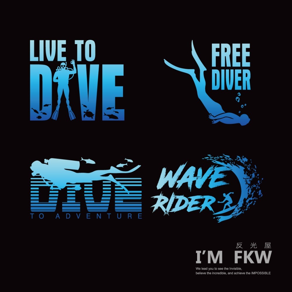 反光屋FKW 水上活動 潛水 深潛 自由潛水 氧氣瓶 水肺潛水 衝浪 浪板 車貼 防水 反光貼紙 汽車貼紙 機車貼紙-細節圖3