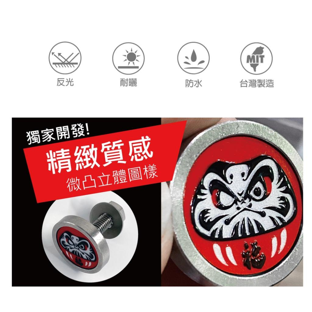 反光屋FKW 機車車牌螺絲 達摩不倒翁 大牌螺絲 1組2顆螺絲 KRV DRG MMBCU 勁戰6.5 JETSL 通用-細節圖3