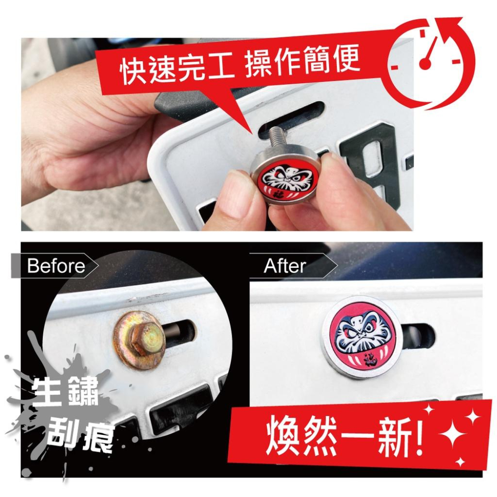 反光屋FKW 機車車牌螺絲 達摩不倒翁 大牌螺絲 1組2顆螺絲 KRV DRG MMBCU 勁戰6.5 JETSL 通用-細節圖6