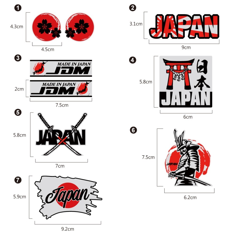 反光屋FKW 日本 國旗 JAPAN JDM 海拉風 日式風格 太陽旗 武士 櫻花 3M工程級 車貼 反光貼紙 防水貼-細節圖4