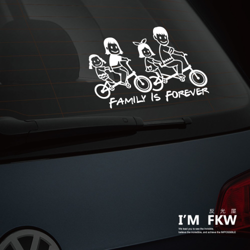 反光屋FKW 出遊趣系列 單車 自行車 反光貼紙 Family 我們這一家 親子 反光貼紙 汽車車身車窗 防水貼