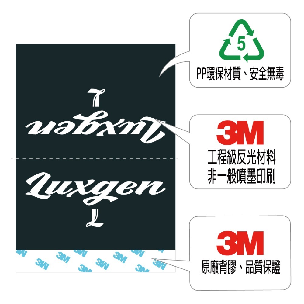 反光屋FKW URX U6 S5 U5 LUXGEN 納智捷 通用 汽車反光水洗標 夾標 車標 DIY簡便 3M原廠背膠-細節圖2