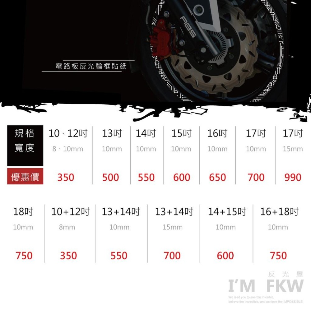反光屋FKW 17 18 19吋 電路板 3M反光輪框貼紙 輪圈貼紙 GSXS NINJA GSX R15 CBR 通用-細節圖4