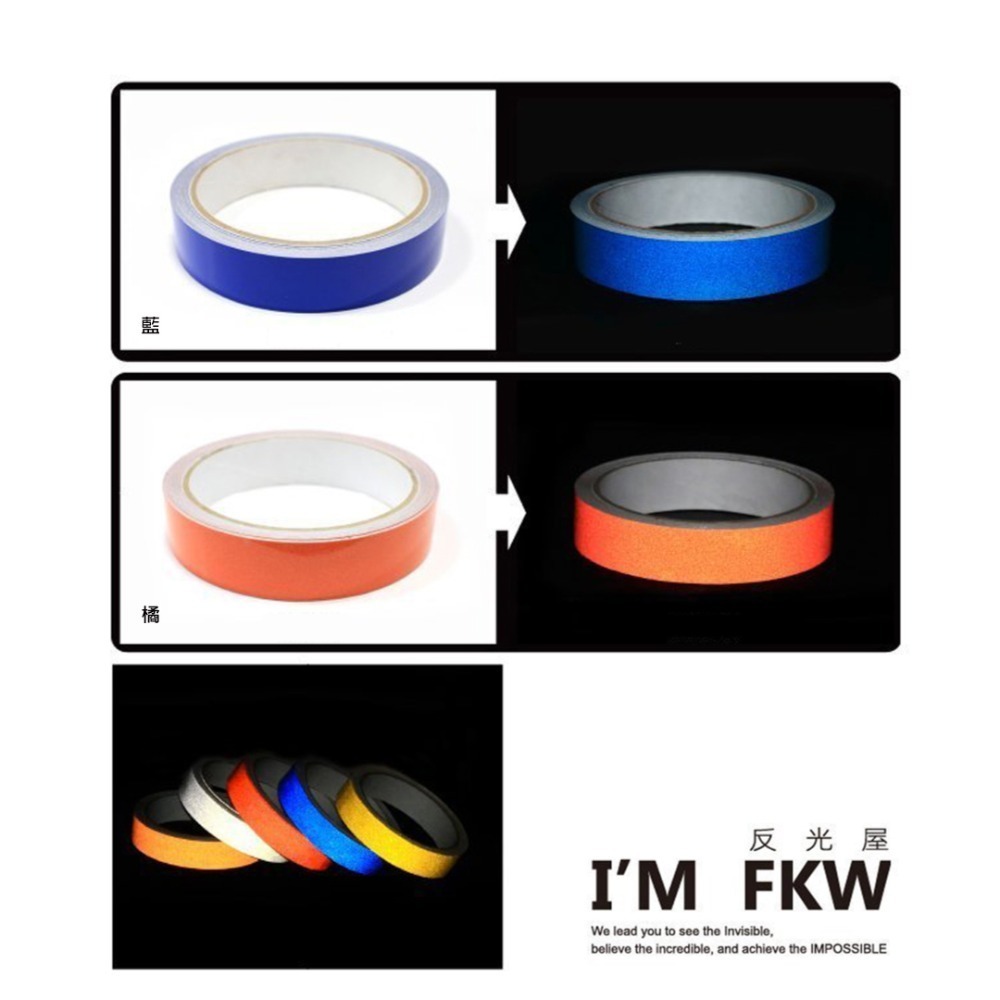 反光屋FKW 3M工程級反光貼紙 4.9/9.9公尺 寬12mm 15mm 20mm 白紅藍黃橘 汽機車拉線專用 防水-細節圖3