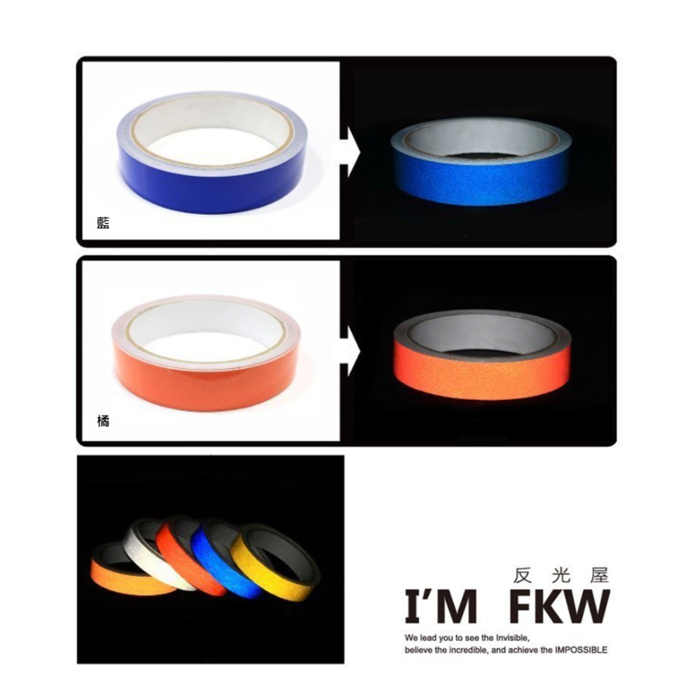 反光屋FKW 3M工程級反光貼紙 40mm50mm 長9.9公尺 3M反光條 紅黃藍橘銀白 高亮度 道路路標等級材料-細節圖3