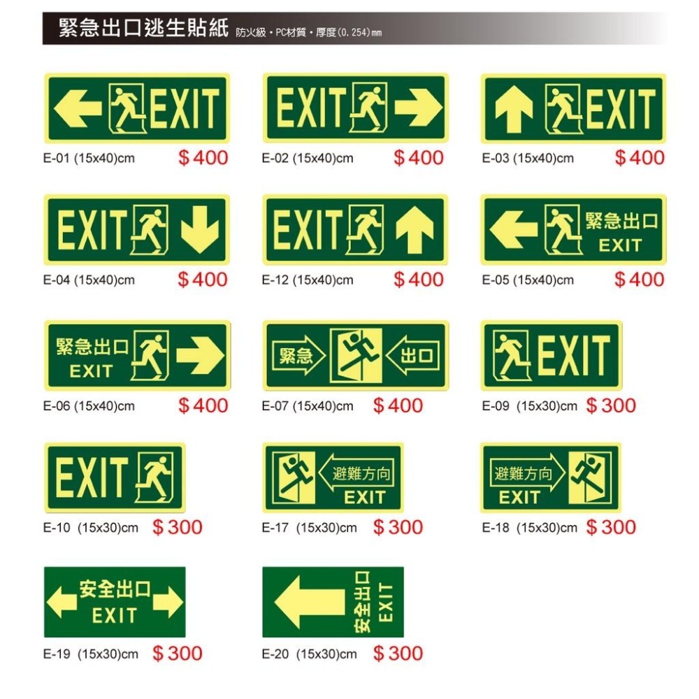 反光屋FKW 安全出口 逃生避難方向夜光貼紙 長效型 緊急疏散逃生夜光貼紙 緊急出口標示 停電 疏散指示貼紙-細節圖5